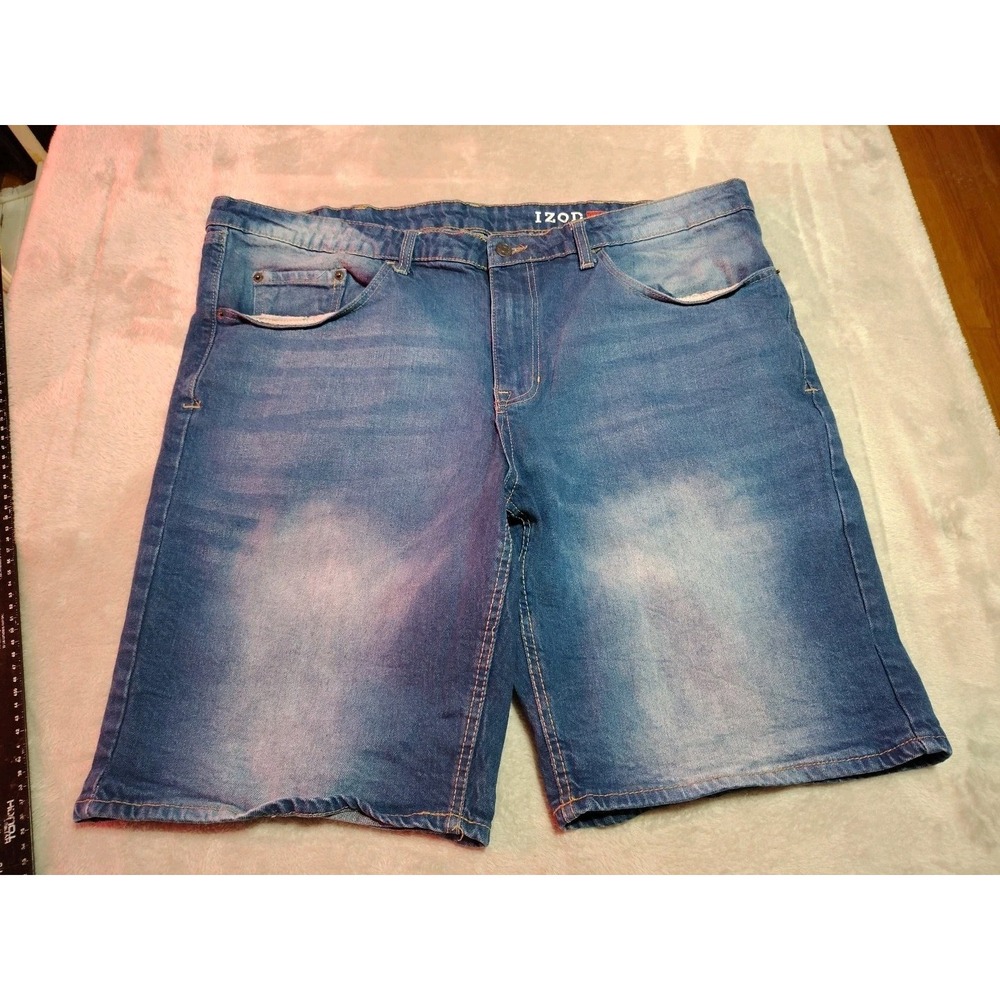 Izod Denim‎ Shorts Men 44x10 Blue Jean Classic Reg Fit Bermuda Faded  Cotton